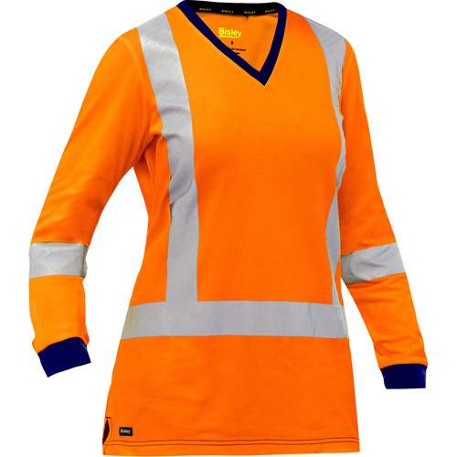 Chemise &agrave; manches longues et X au dos Bisley pour femmes, Poly-coton, Petit, Orange haute visibilit&eacute; OSI Industrial Sales