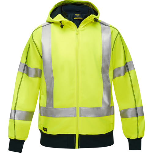 Bisley&reg; X-Back Full Zip Hooded Sweatshirt with Sherpa Lining, Small, High Visibility Lime-Yellow OSI Industrial Sales