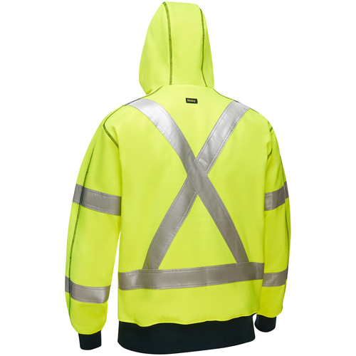 Bisley&reg; X-Back Full Zip Hooded Sweatshirt with Sherpa Lining, Small, High Visibility Lime-Yellow OSI Industrial Sales