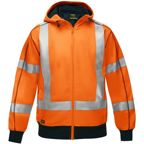 Bisley&reg; X-Back Full Zip Hooded Sweatshirt with Sherpa Lining, 4X-Large, High Visibility Orange OSI Industrial Sales