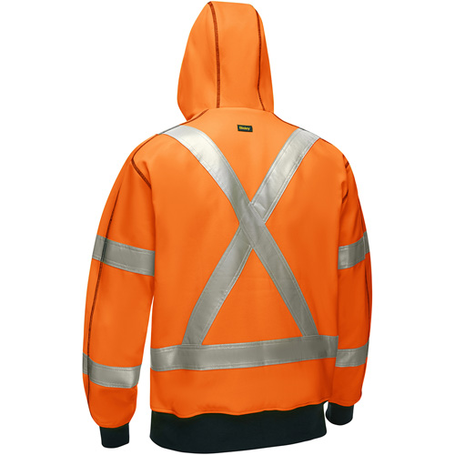 Bisley&reg; X-Back Full Zip Hooded Sweatshirt with Sherpa Lining, 4X-Large, High Visibility Orange OSI Industrial Sales