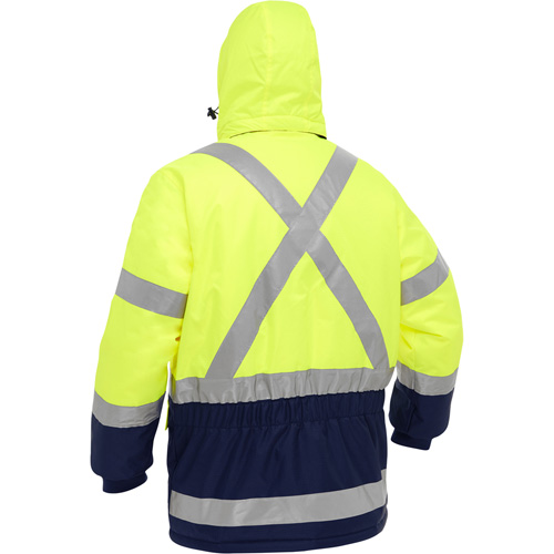 Bisley&reg; X-Back Extreme Cold Jacket with Navy Bottom, Polyester, High Visibility Lime-Yellow, X-Large OSI Industrial Sales