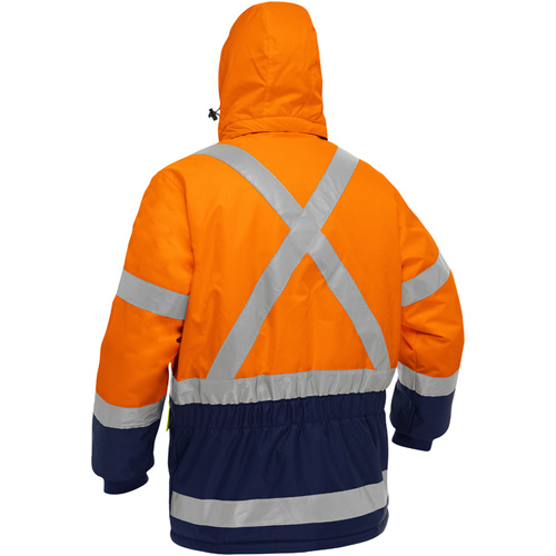 Bisley&reg; X-Back Extreme Cold Jacket with Navy Bottom, Polyester, High Visibility Orange, 4X-Large OSI Industrial Sales