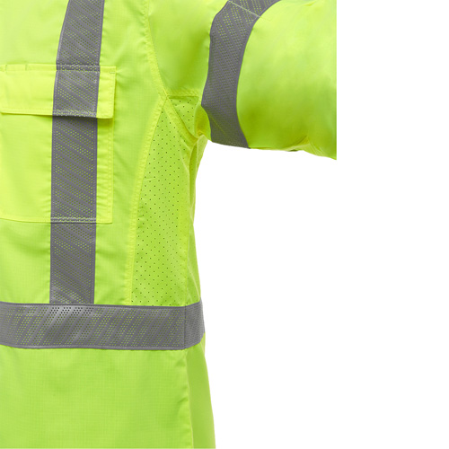 Bisley&reg; X-Back Long Sleeve Work Shirt with X-Airflow, Poly-Cotton, Small, High Visibility Lime-Yellow OSI Industrial Sales
