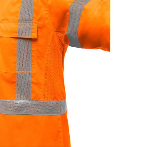 Chemise de travail &agrave; manches longues et X au dos Bisley avec X-Airflow, Poly-coton, Petit, Orange haute visibilit&eacute; OSI Industrial Sales