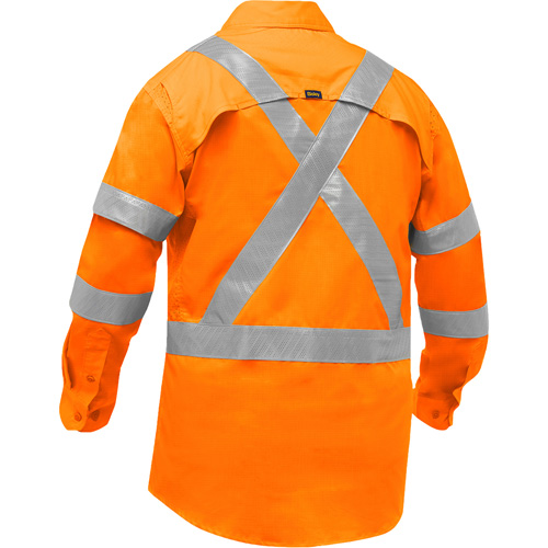 Chemise de travail &agrave; manches longues et X au dos Bisley avec X-Airflow pour femmes, Poly-coton, Petit, Orange haute visibilit&eacute; OSI Industrial Sales