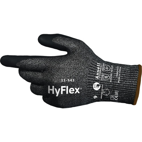 Gants r&eacute;sistants &agrave; la coupe HYFLEX 11-543, Taille 6, Calibre 13, Rev&ecirc;tement Nitrile, Enveloppe en Nylon/Acier inoxydable/PEHP/Spandex, ASTM ANSI niveau A7/EN 388 niveau F OSI Industrial Sales