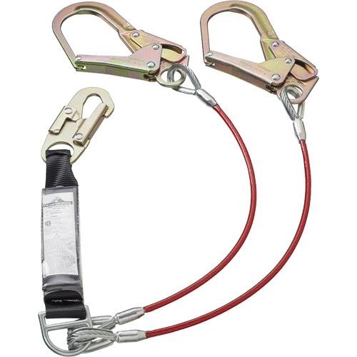 SA-55522-4 Longe &agrave; amortisseur de choc enduite de PVC, 4', Point d'ancrage &agrave; Crochet d&eacute;chafaudage, Crochet mousqueton aux jambes, Acier galvanis&eacute; OSI Industrial Sales