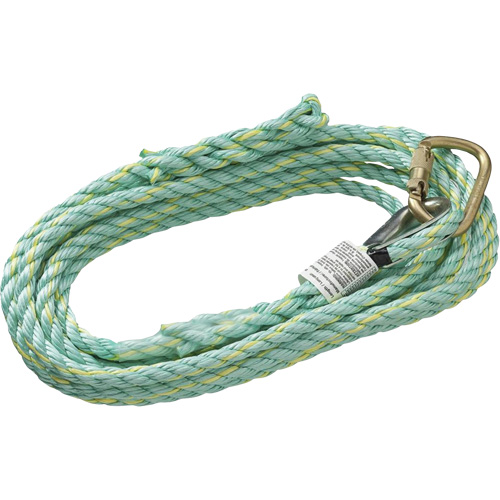 VL-1115-25 Vertical Lifeline Rope with Anchor End Carabiner & Trailing End Back Splice, Copolymer OSI Industrial Sales