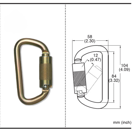 CP-03015-2 Zinc Plated Carabiner with 3/4" Gate Opening, Steel OSI Industrial Sales
