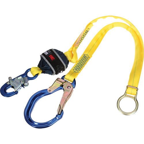 Tie-Back Web Shock-Absorbing Lanyard, 6', Rebar Hook Center, Snap Hook Leg Ends, Polyester OSI Industrial Sales
