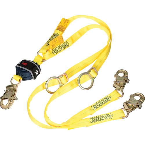 Twin-Leg Tie-Back Web Shock-Absorbing Lanyard, 6', Snap Hook Center, Snap Hook Leg Ends, Polyester OSI Industrial Sales