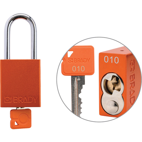 Cadenas de verrouillage de s&eacute;curit&eacute; Velocity Plus, Orange, Cl&eacute;s identiques, Aluminium, Largeur de 1-1/2" OSI Industrial Sales