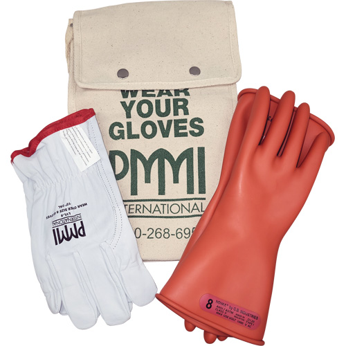 Ensemble de gants isolants en caoutchouc pour l'&eacute;lectricit&eacute;, ASTM classe 0, Taille 8, 11" lo OSI Industrial Sales