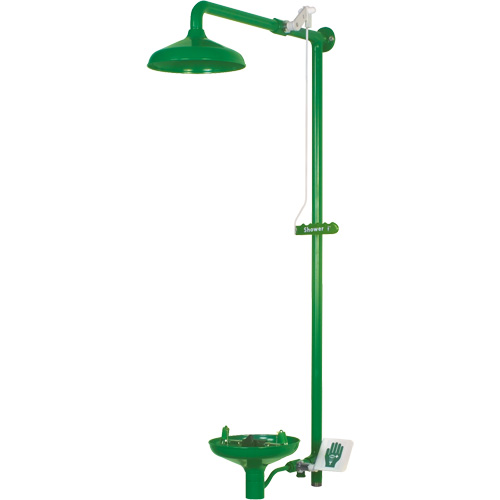 Douche combin&eacute;e pour laboratoire avec cuvette ouverte en ABS, Montage mural OSI Industrial Sales