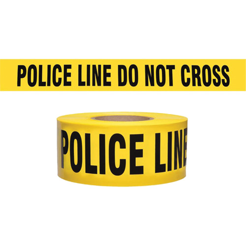 "Police Line Do Not Cross" Contractor-Grade Barricade Tape, English, 3" W x 1000' L, 2 mils, Black on Yellow OSI Industrial Sales