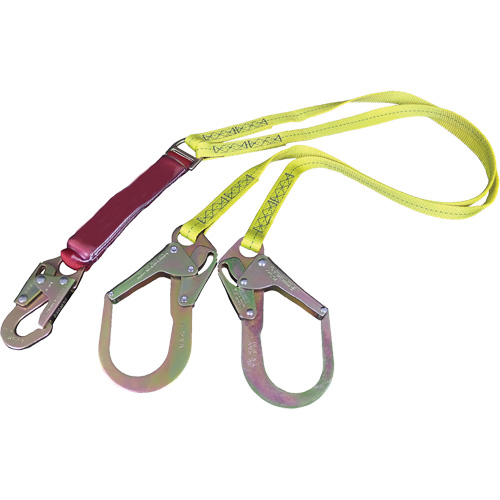 External Energy Absorber Lanyard with 2-1/4" Hooks, 6', Snap Hook Center, Snap Hook Leg Ends, Polyester OSI Industrial Sales