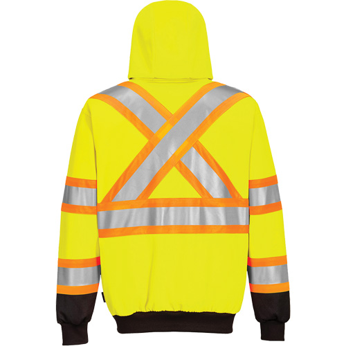 Contrast-Striped Safety Hoodie, Small, Black/High Visibility Lime-Yellow OSI Industrial Sales