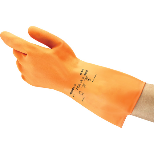 Gants ALPHATEC 87-320, Taille 7, 11,8" lo, Latex de caoutchouc, Doublure en Ouat&eacute;e, 18 mils OSI Industrial Sales