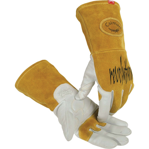 Caiman&reg; Premium TIG/MIG Welder's Gloves with FR Insulated Split Cowhide Back, Grain Goatskin, Size Large OSI Industrial Sales