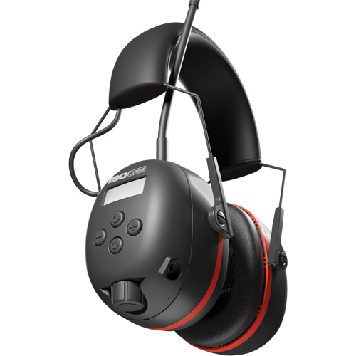 Black & Red Air Defender AM/FM Earmuffs, Headband Style, 24 dB OSI Industrial Sales