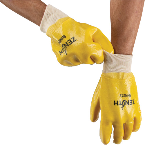 Rough-Finish Chemical-Resistant Gloves, Size 9, 10" L, PVC, Interlock Inner Lining, 47-mil OSI Industrial Sales