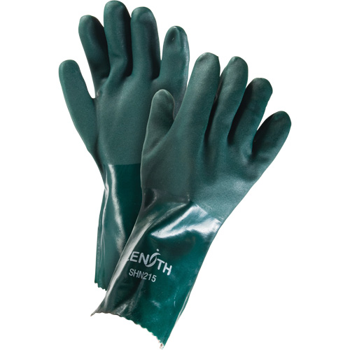 Double Dipped Green Gloves, 14" L, PVC, Cotton Jersey Inner Lining, 70-mil OSI Industrial Sales