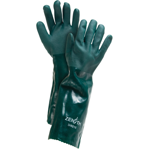 Double Dipped Green Gloves, 18" L, PVC, Cotton Jersey Inner Lining, 70-mil OSI Industrial Sales