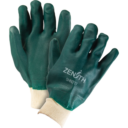 Double Dipped Green Gloves, 10" L, PVC, Cotton Jersey Inner Lining, 70-mil OSI Industrial Sales