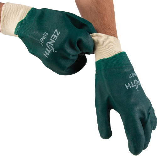 Double Dipped Green Gloves, 10" L, PVC, Cotton Jersey Inner Lining, 70-mil OSI Industrial Sales