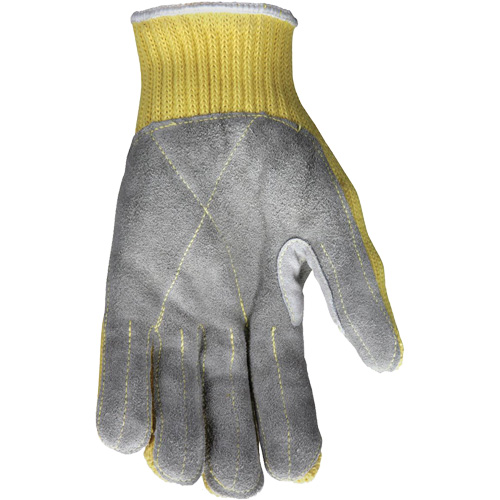 Gants de travail r&eacute;sistant &agrave; la coupe CutPro avec paume en cuir fendu, Taille Petit, Calibre 7, Enveloppe en Kevlar, ASTM ANSI niveau A3 OSI Industrial Sales