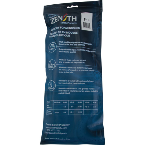 Memory Foam Insoles, Men's 8 - 9/Women's 10 - 11 OSI Industrial Sales