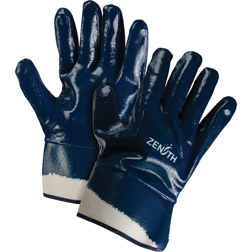 Gants &agrave; poignet de s&eacute;curit&eacute; de poids lourd, 10/T-Grand, R&ecirc;vetement Nitrile, Enveloppe en Coton OSI Industrial Sales
