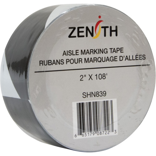 Aisle Marking Tape, 2" x 108', PVC, Noir et blanc OSI Industrial Sales
