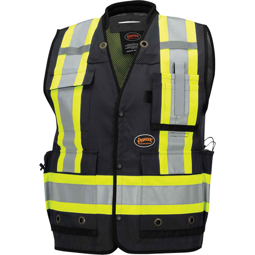 6679 High-Visibility Antimicrobial Mesh-Back Surveyor Vest, Black, Small, Polyester OSI Industrial Sales