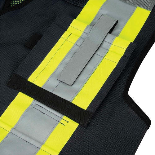 6679 High-Visibility Antimicrobial Mesh-Back Surveyor Vest, Black, Small, Polyester OSI Industrial Sales