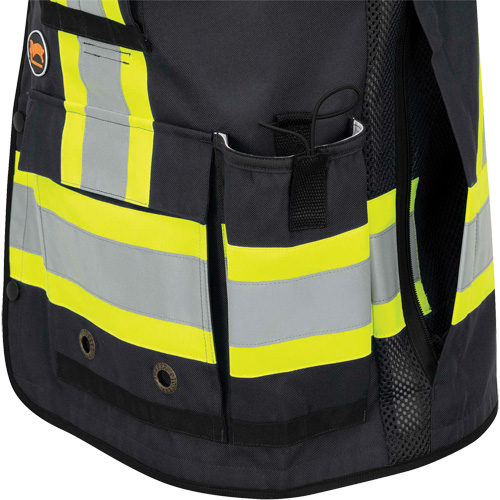 6679 High-Visibility Antimicrobial Mesh-Back Surveyor Vest, Black, Small, Polyester OSI Industrial Sales
