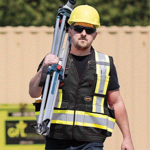 6679 High-Visibility Antimicrobial Mesh-Back Surveyor Vest, Black, Small, Polyester OSI Industrial Sales