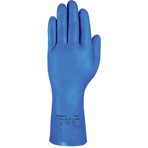 Gants r&eacute;sistants aux produits chimiques bleus pour usage moyen AlphaTec 37-501, Taille 7, 13" lo, Nitrile, 16,5-mil OSI Industrial Sales
