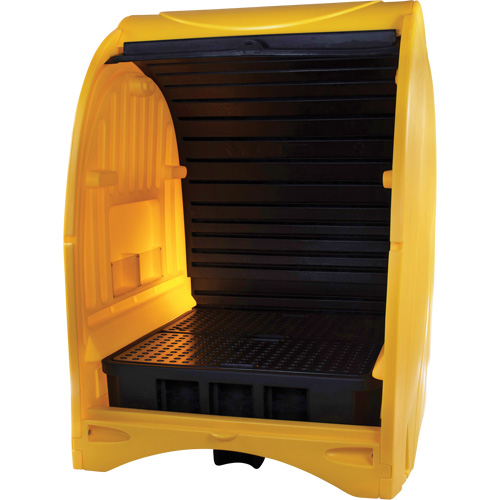 Palette contre les d&eacute;versements &agrave; couvercle dur pour 4 barils, 68,11" lo x 61,61" la x 83,07" h, Capacit&eacute; de charge 1433 lb OSI Industrial Sales