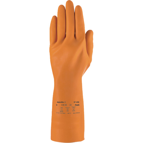 Gants robustes r&eacute;sistants aux produits chimiques AlphaTec 87-208, Taille 7, 12,8" lo, Latex de caoutchouc, Doublure en Coton/Ouat&eacute;e, 29,5 mils OSI Industrial Sales