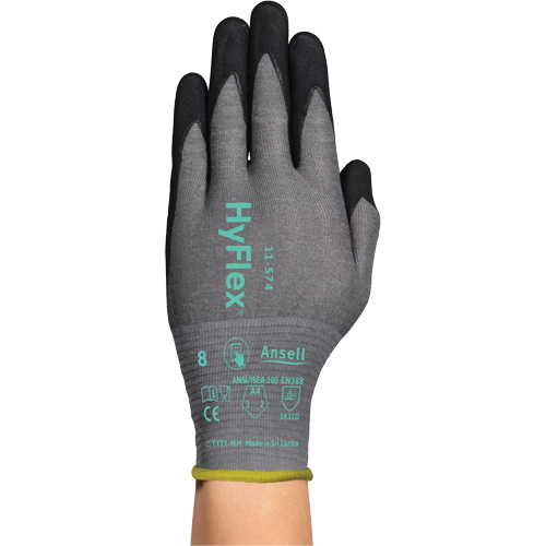 Gants r&eacute;sistants &agrave; la coupe HYFLEX 11-574, Taille 5/2T-petit, Calibre 21, Rev&ecirc;tement Mousse de nitrile, Enveloppe en Intercept, ASTM ANSI niveau A4/EN 388 niveau D OSI Industrial Sales