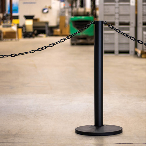 Industrial Stanchion Kit with Plastic Chain, 37" High, Black OSI Industrial Sales