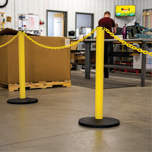 Industrial Stanchion Kit with Plastic Chain, 37" High, Black OSI Industrial Sales