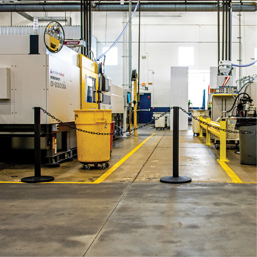 Industrial Stanchion Kit with Plastic Chain, 37" High, Black OSI Industrial Sales