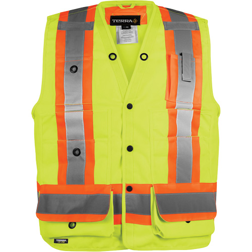 Veste haute visibilit&eacute; pour arpenteur, Orange haute visibilit&eacute;, Petit, Polyester OSI Industrial Sales
