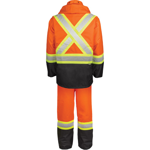 Ensemble de pluie haute visibilit&eacute; en tissu 150 deniers, Polyester, 3T-Grand, Orange haute visibilit&eacute; OSI Industrial Sales