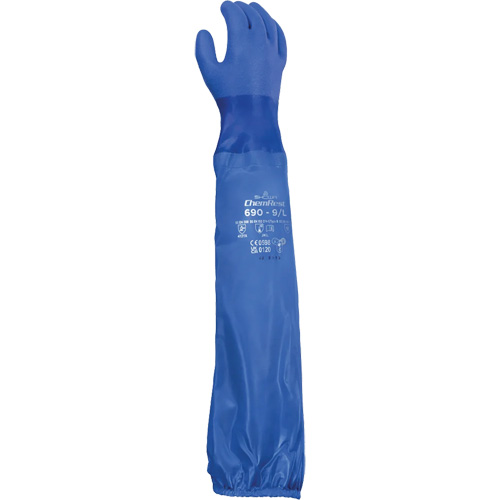 690 Chemical-Resistant Gloves, Size Large/9, 26" L, Cotton/PVC OSI Industrial Sales