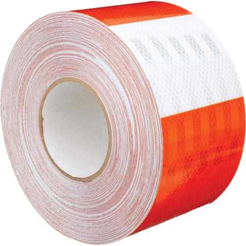 High Intensity Grade Flexible Work Zone Sheeting 382VHIP, 5" W x 150' L, Orange and White OSI Industrial Sales