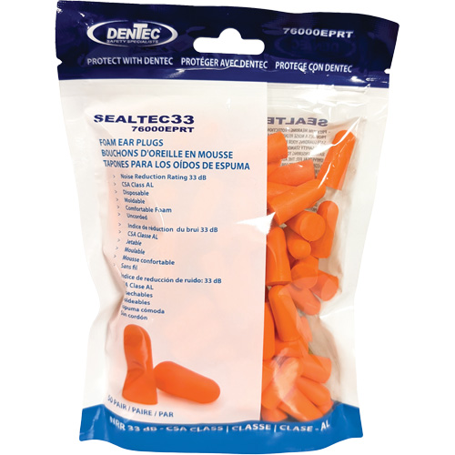 SEALTEC33 Orange Disposable Foam Earplugs, Bulk - Polybag OSI Industrial Sales